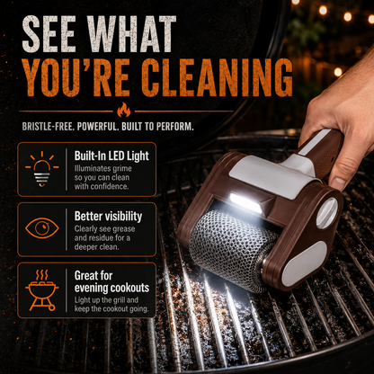 Sunsera Rechargeable Electric Grill Cleaner with LED Light