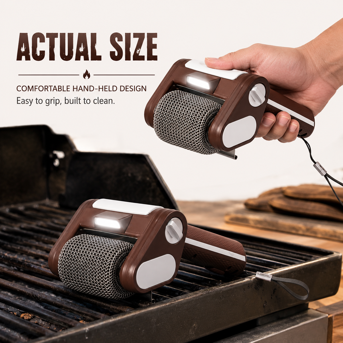 Sunsera Rechargeable Electric Grill Cleaner with LED Light